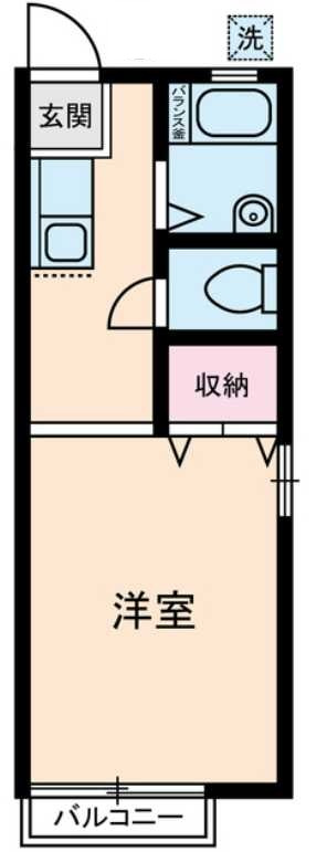 イーストヒルズA　角部屋　バストイレ別　礼金0の間取り