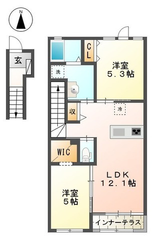 東大和市向原４丁目のアパートの間取り