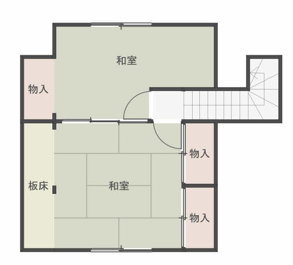武佐３丁目　売家の間取り|和室5帖・和室8帖　収納が豊富です。