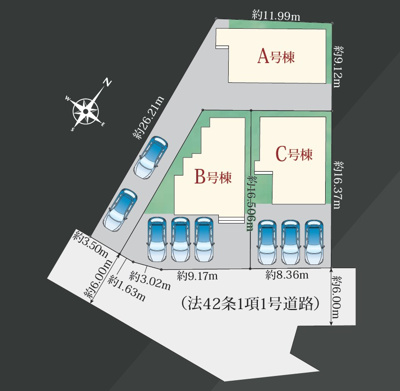 【区画図】 | 焼津市大村3丁目 新築一戸建て A号棟 | A号棟の区画図です