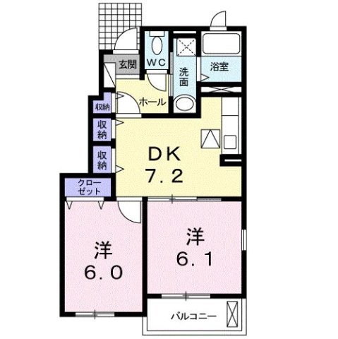 メゾンソレーユ　Ｍの間取り