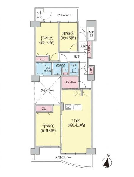 ハイネスアミティ鶴間壱番館の間取り