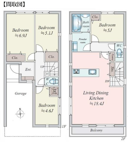 【横浜市中区本牧元町40-2新築戸建て】★仲介手数料無料★（本牧南小学校・大鳥中学校）の間取り