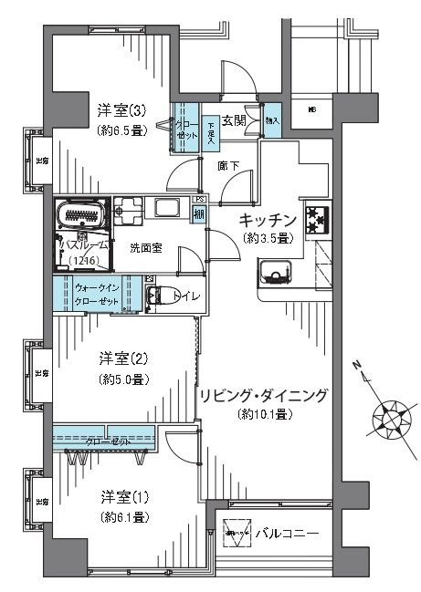 バームハイツ西葛西の間取り|南西向き・角部屋住戸につきまして日当たり・通風良好。新規リノベーションマンション。