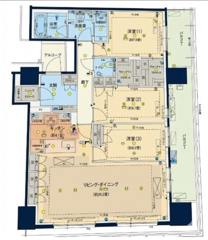 【間取り】 | グランドメゾン福岡The Central Luxe | 開放感と居住性を兼ね備えた、バランスの良い間取りプランです。
