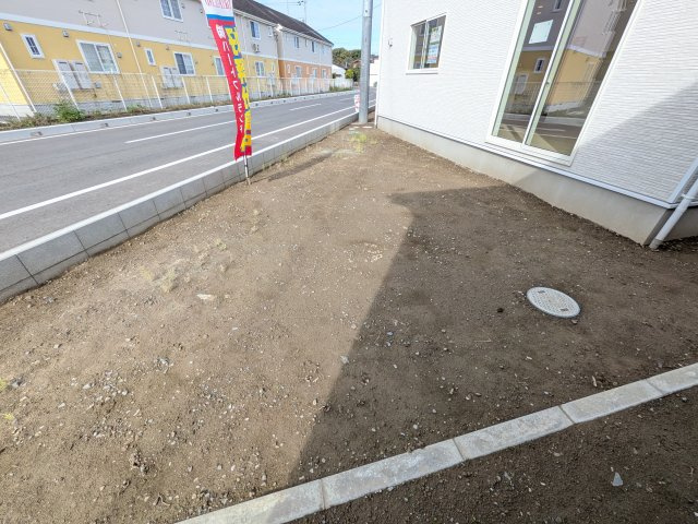 常総市本石下　第12　新築戸建て　2号棟の庭|日当たりや広さを現地で体感してください。理想のガーデニングや家庭菜園を始めてみませんか。