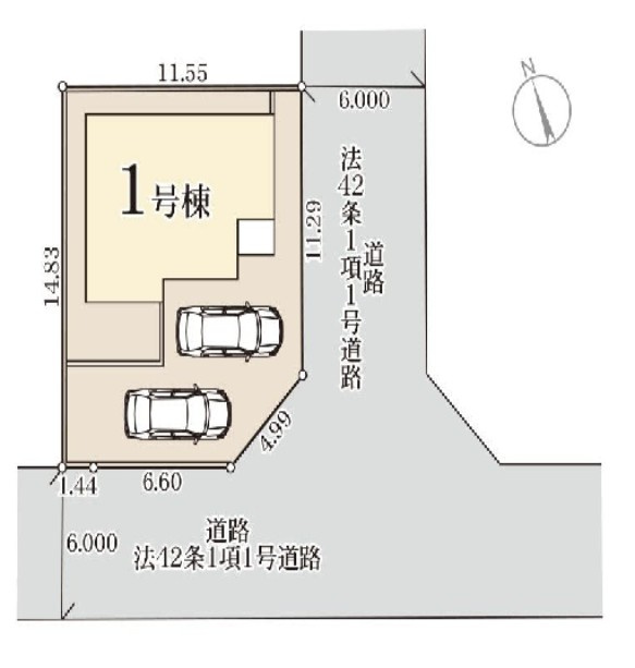 都賀町升塚　新築戸建の区画図