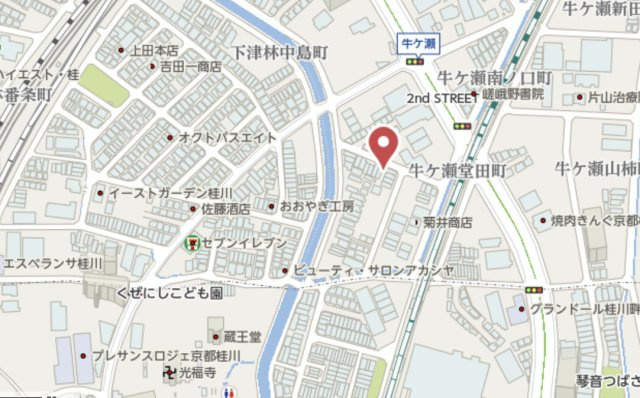 京都市西京区牛ケ瀬堂田町　新築戸建の地図