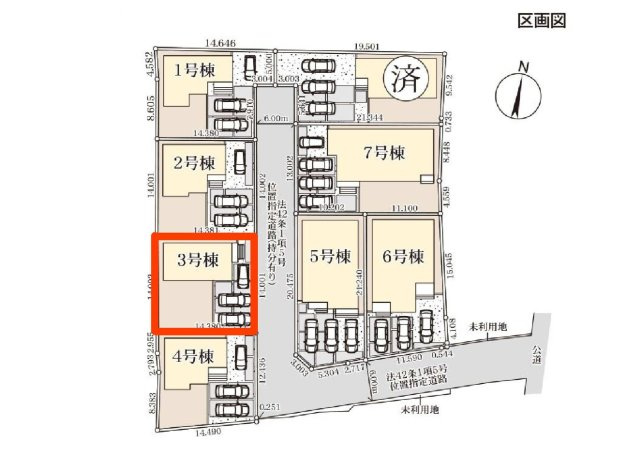 新築　児玉郡上里町七本木町第６　Livele Garden.S　3号棟の区画図|3号棟　区画図　東側接道幅員約6ｍ
