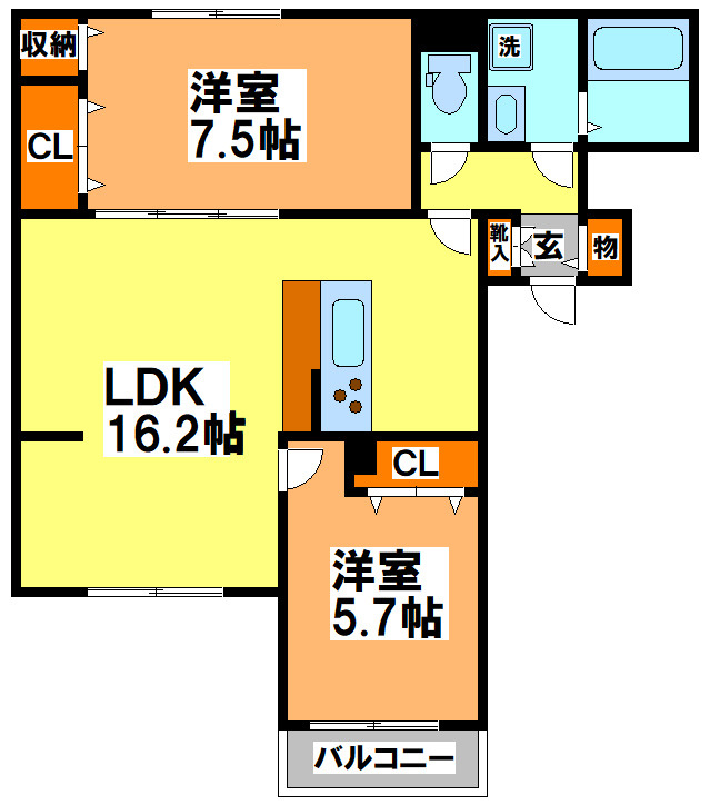 武蔵野市西久保２丁目のアパートの間取り
