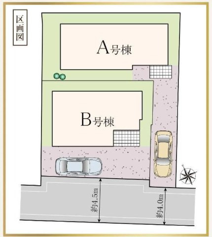 【横浜市中区本牧大里町17-13全2棟新築戸建て】★仲介手数料無料★（間門小学校・大鳥中学校）の区画図