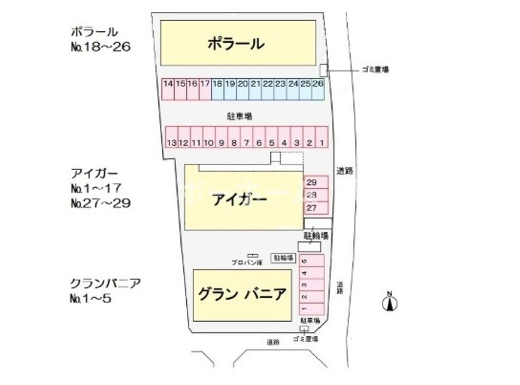 アイガー※初期費用分割あと払いサービス利用可能物件の区画図
