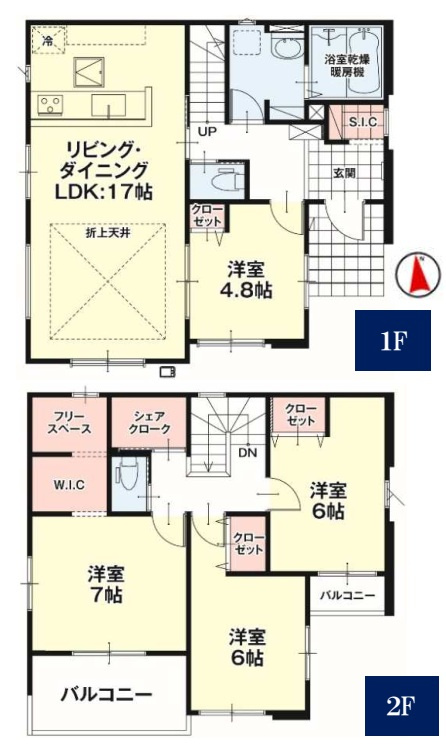 リガーレ宇都宮市さつき7期の間取り|全室南向きで陽当たりの良い間取りです
