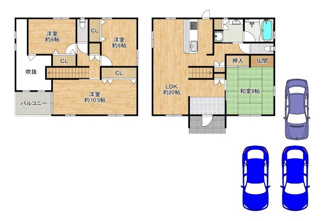 【間取り】 | みずき台２丁目　中古戸建 | 駐車３台可能です！セカンドカーの置き場所や来客時に嬉しいですね！