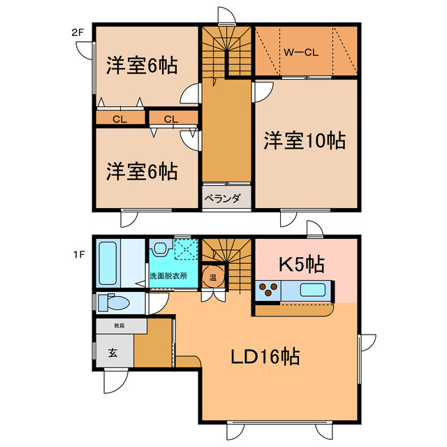 西16南5借家(エリア邸)の間取り