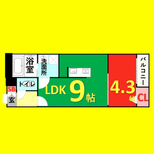 ハーフス平安通(ハーフスヘイアンドオリ)　名古屋市賃貸　仲介手数料無料の間取り