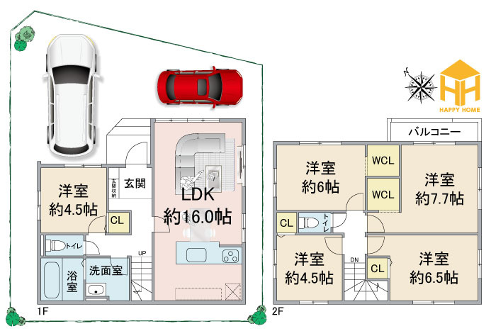 宝塚市安倉北1丁目新築一戸建て│5LDK+駐車2台可(車種制限有)の間取り|※現況と図面が異なる場合現況を優先いたします。