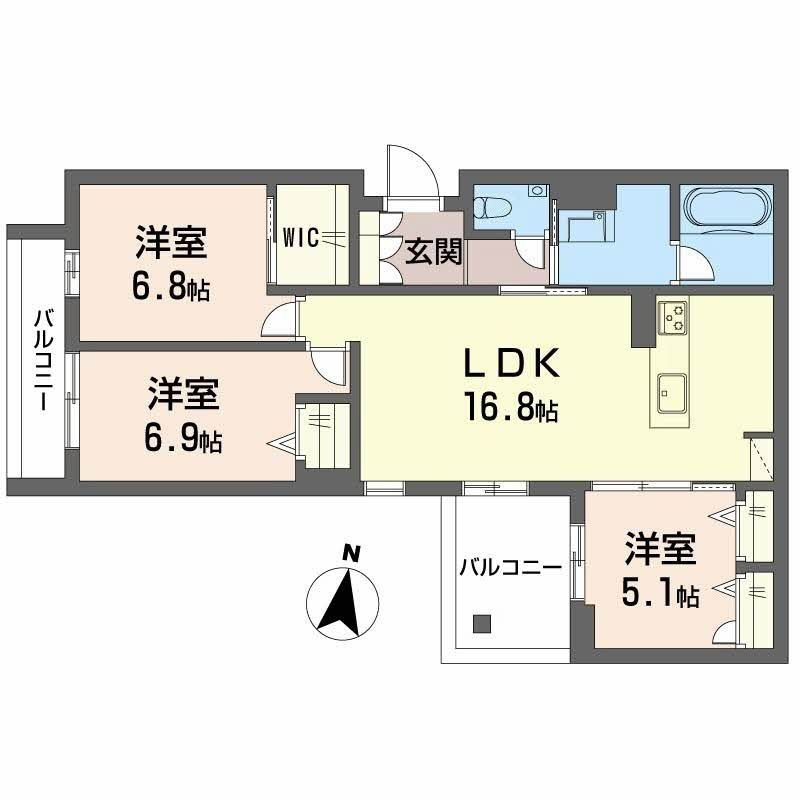 Ｍｏａｎａ　Ｇａｒｄｅｎ　水前寺の間取り