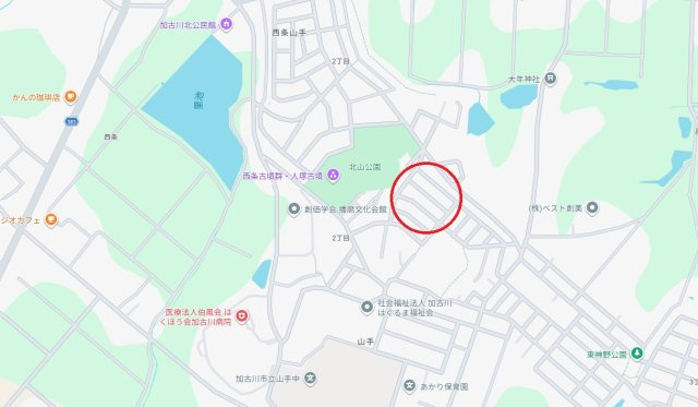加古川市山手2丁目　　JR加古川線「神野駅」徒歩19分の地図