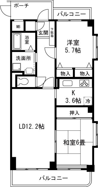 小金井市緑町１丁目の賃貸マンションの間取り