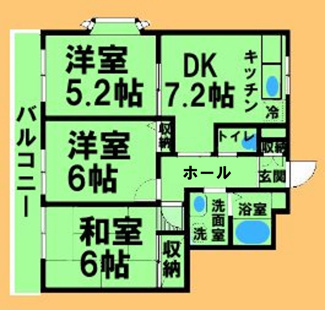 【間取り】 | メゾン・フリーダム | 間取り図：反転タイプ
