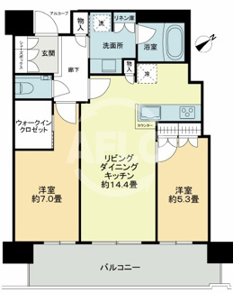 【間取り】 | ザ・パークハウス中之島タワー　中之島小学校区 | ザ・パークハウス中之島タワー　開放感ある間取り