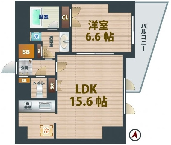 【間取り】 | ｉ－Ｓｕｉｔｅ　ＨｉｇａｓｈｉＮａｋａｎｏ | 1LDKのお部屋です。