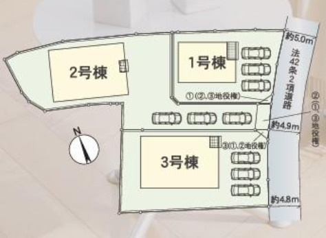 玉野市長尾　新築戸建ての区画図