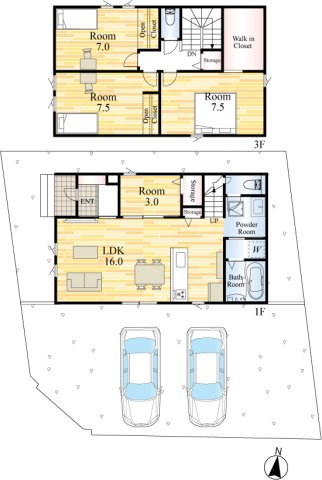 SUN COURTーサンコート－小倉南区下曽根3丁目【小倉南区　新築戸建て】の間取り|SUN COURTーサンコート－小倉南区下曽根3丁目【小倉南区　新築戸建て】
