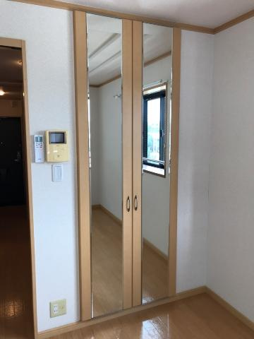 菊池郡菊陽町大字津久礼のアパートの収納|姿見付きクローゼット