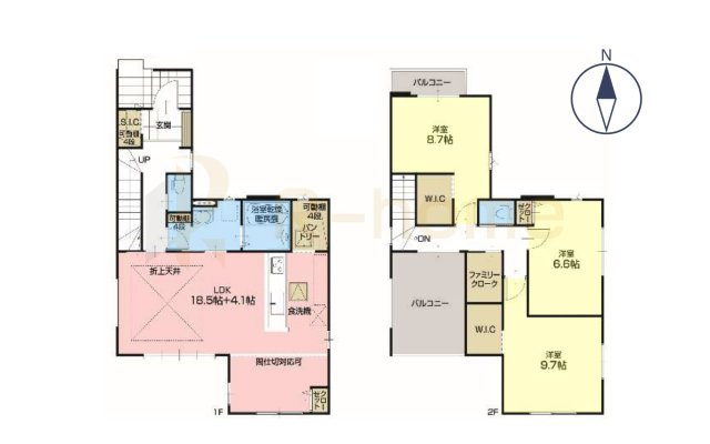 我孫子市青山台10期　新築戸建て　2号棟の間取り|3LDK＋パントリー＋SIC＋WIC＋FC、土地面積135.02m2、建物面積123.48m2