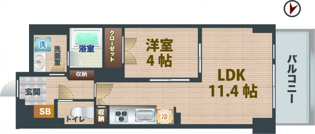 【間取り】 | フレシール阿佐ヶ谷 | 1LDKのお部屋です。