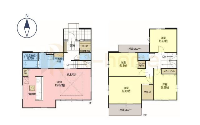 我孫子市青山台10期　新築戸建て　3号棟の間取り|4LDK＋WIC＋SIC、土地面積135.02m2、建物面積109.41m2