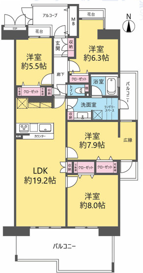 光が丘パークタウンいちょう通り東第二団地の間取り