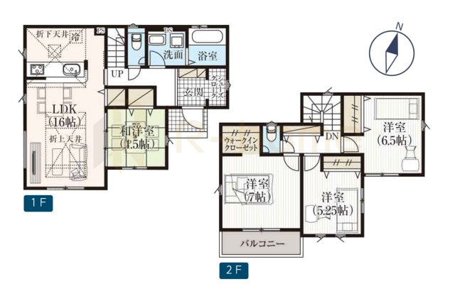 我孫子市新木野7期　新築戸建て　1号棟の間取り|4LDK＋WIC＋SC、土地面積154.50m2、建物面積97.70m2