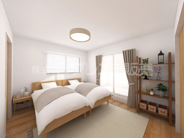 生駒市谷田町の新築一戸建 全５区画の洋室|ハ号地２階洋室（主寝室）完成イメージ／南向きですので、陽あたり良好です♪