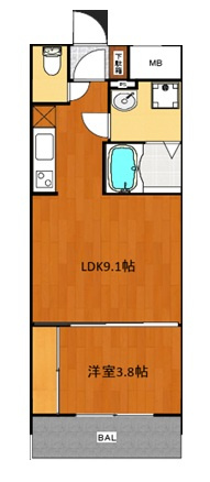 グランプラス谷町の間取り