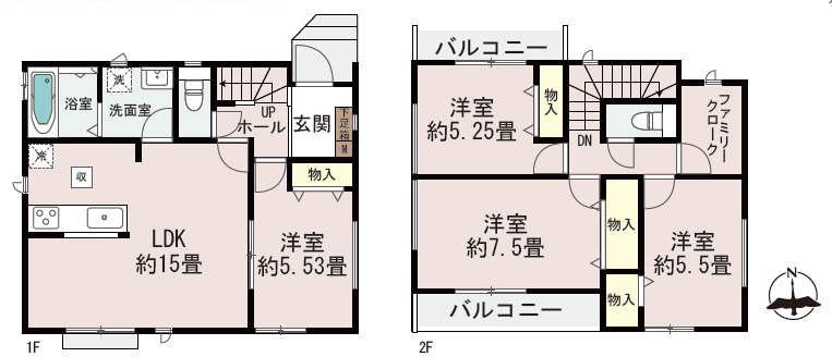 草加市氷川町 新築分譲住宅の間取り