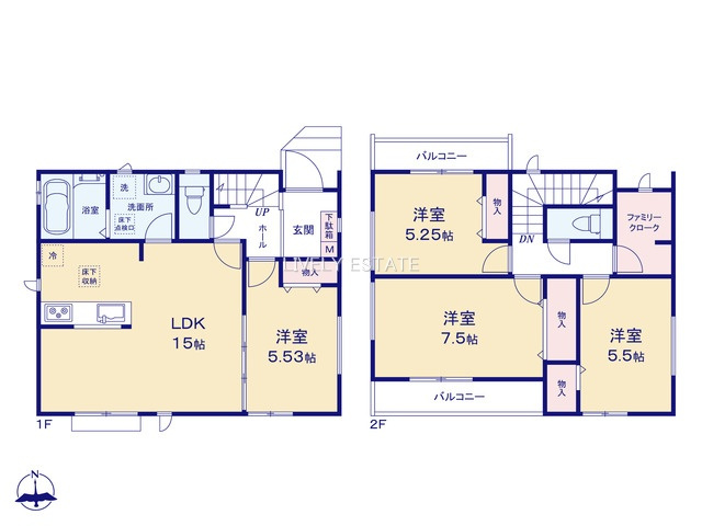 草加市氷川町 新築分譲住宅の間取り