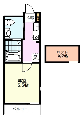 【間取り】 | フォルジュロン　プレリ | フォルジュロンプレリ、107号室、１Ｋロフト