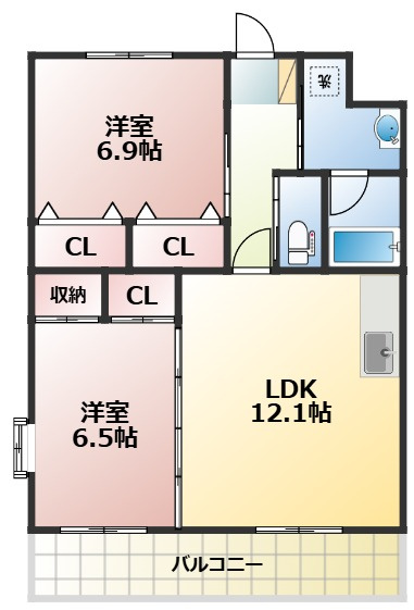 熊本市中央区八王寺町のアパートの間取り