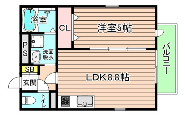 大阪市城東区蒲生４丁目のアパートの間取り