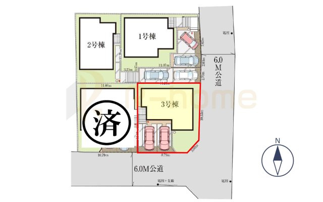流山市思井　新築戸建て　3号棟の区画図|大きなお買い物だからこそ、メリット・デメリットを伝えさせて頂きます。
R-homeにお任せください♪