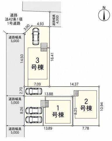 京王線 仙川駅 30分 新築戸建 三鷹市北野3丁目の区画図