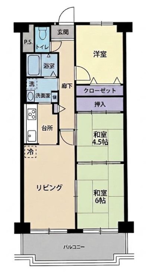 【間取り】 | レックスタウン新高１号館 | 上層階・陽当り良好・室内改装履歴有