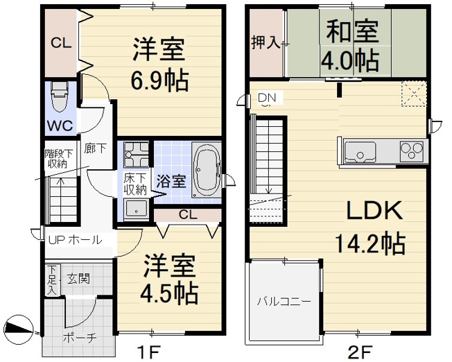 【間取り】 | 如意５－１５－１ＫＯＤＡＴＥＸⅠＣ