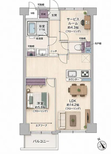 セザール澄川四条の間取り