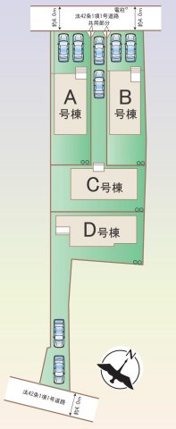 三郷市高州3丁目　新築戸建　全4棟　C号棟の区画図|敷地40坪超え！全棟カースペース2台分確保した新築戸建