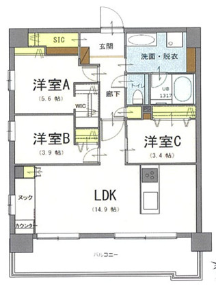 ライオンズマンション新小岩駅前弐番館の間取り