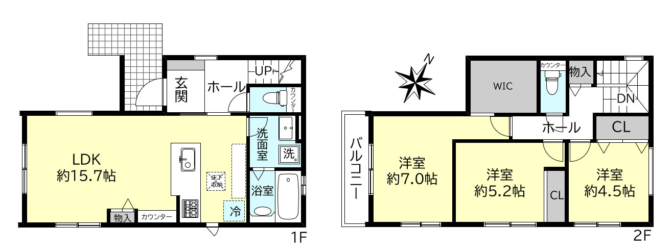 神戸市西区狩場台２丁目新築戸建１号棟の間取り